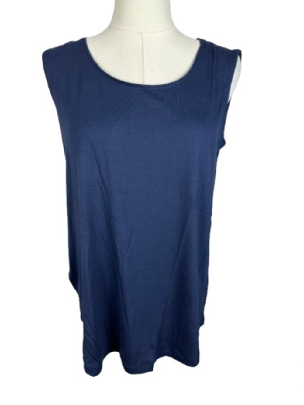 JM Collection Navy Sleeveless Scoop Neck Tank Top